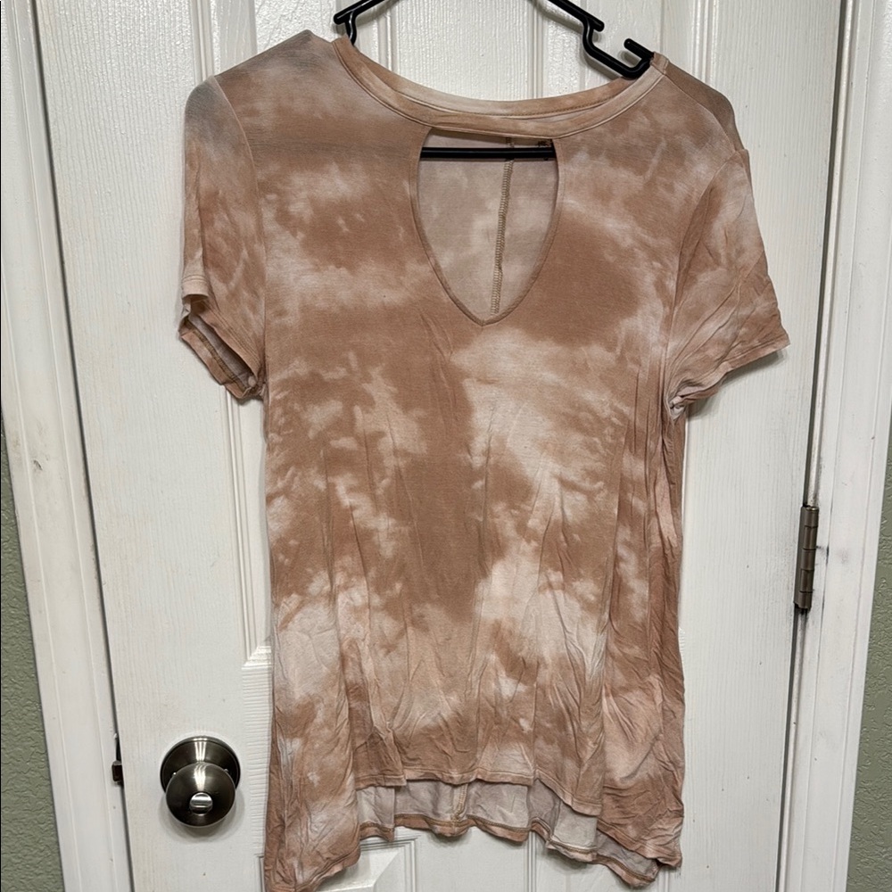 Mudd Tan Asymmetrical Short Sleeve Tee